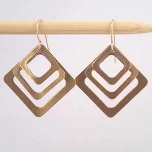 Third base earrings in brass by Lauren Mullaney