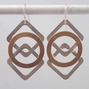 Silver and Brass Argyle earrings by Lauren Mullaney