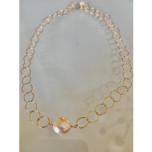 Freshwater Coin Pearl Circle Necklace by Candace Marsella