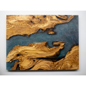 Olive Wood and Blue Epoxy Wall Hanging by Adrian Vogel