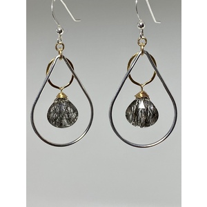 Pair of Rutilated Quartz Chandelier Earrings by Candace Marsella
