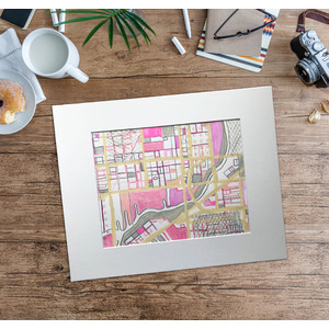 Chicago Pilsen - Original Drawing (in pink) by Jennifer Carland