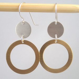 Silver and Brass "satellite" earrings by Lauren Mullaney