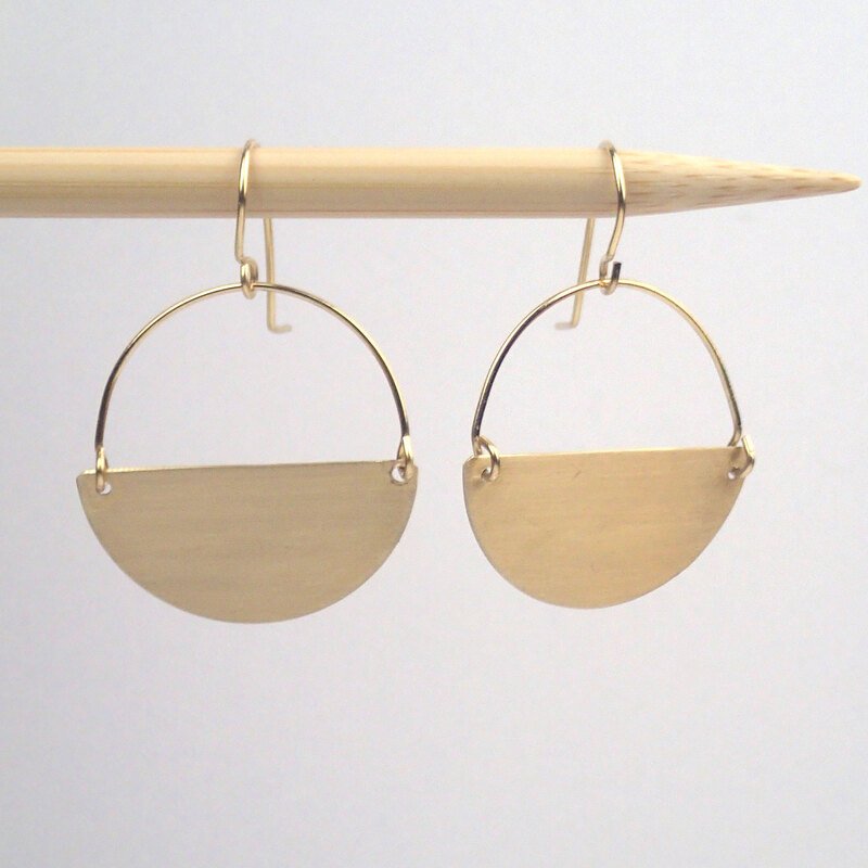 Brass semi circle earrings by Lauren Mullaney