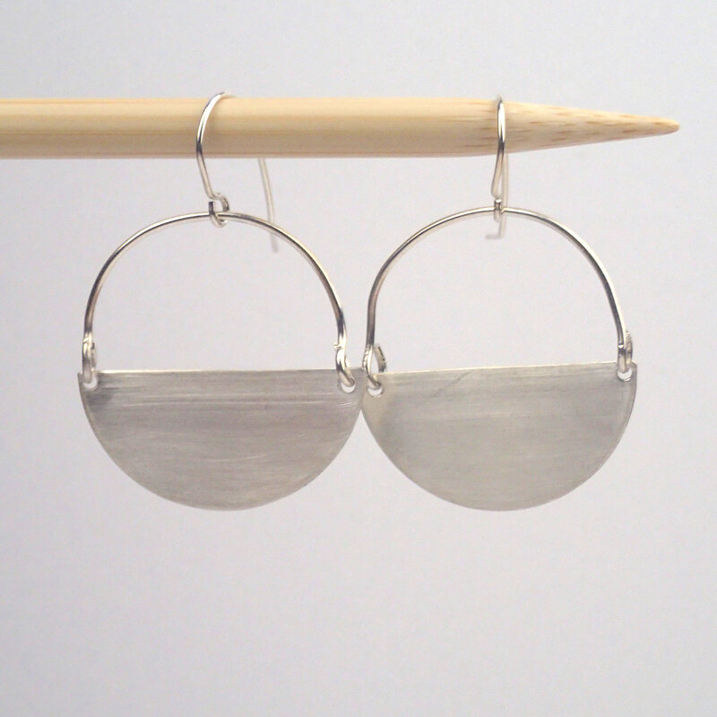 silver semi circle earrings by Lauren Mullaney