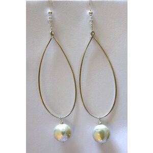Sterling Coin Pearl Earrings by Candace Marsella