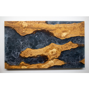 Olive Wood and Blue Epoxy Wall Hanging by Adrian Vogel