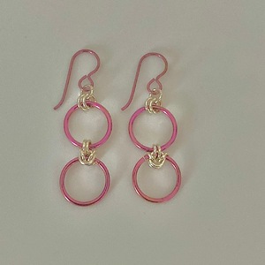 Rosy and Silver Rings and Knots Earrings by Bernadette Szajna