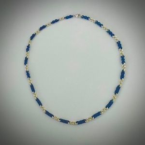 Blue and Silver Chain Maille Necklace by Bernadette Szajna