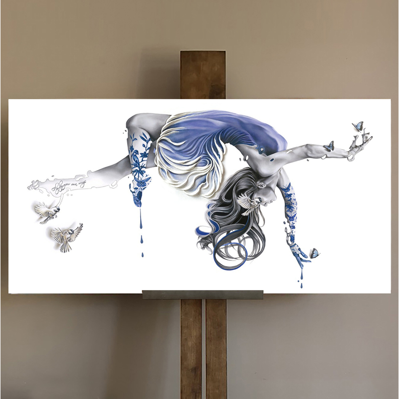 Fly by your own wings 60"x30" Embellished canvas print, limited edition by Karina Llergo