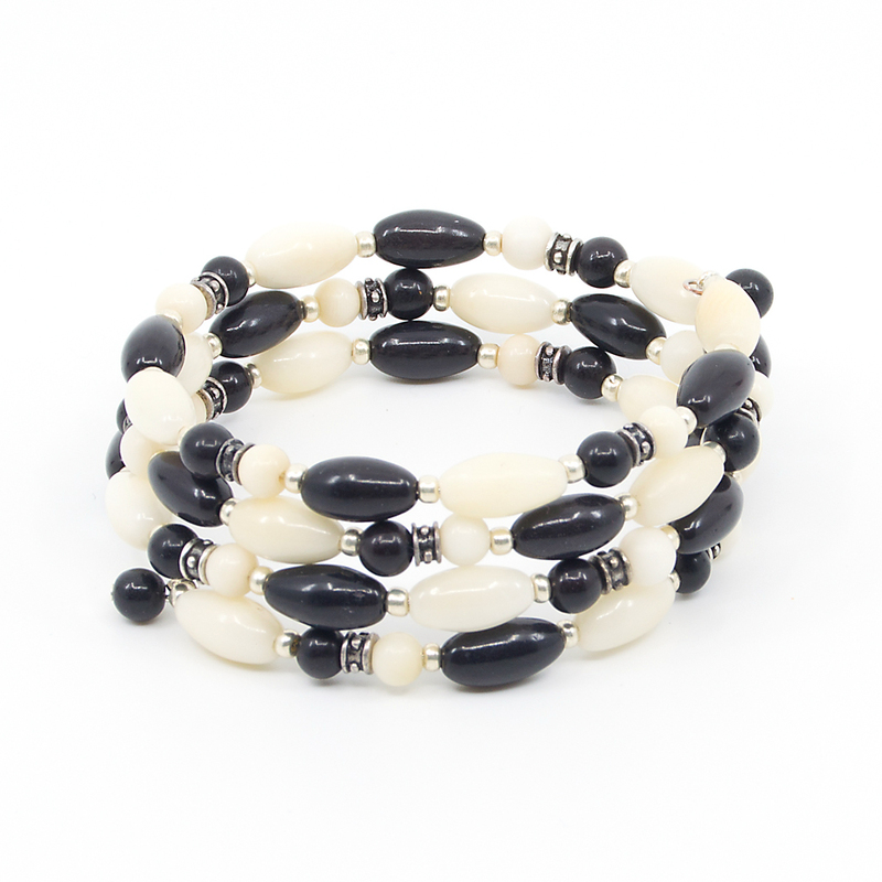 Wrapture Tagua Bracelet • Black and White by Ande Axelrod