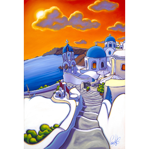Chasing the Sun in Santorini Limited Edition on Canvas by Grant Pecoff