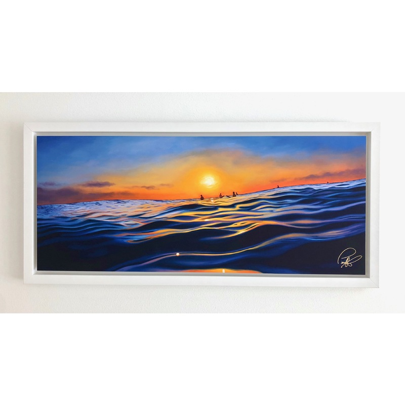 Sunset Surf Framed Metal Print by Grant Pecoff
