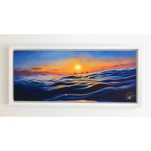 Sunset Surf Framed Metal Print by Grant Pecoff