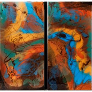 Colorful Life Curves  Diptych 20 x 40 inches (10 x 20 each) by Susan Knowles