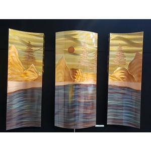 Mountain Lake - 26 x 36 triptych by Daniel and Frances Hedblom