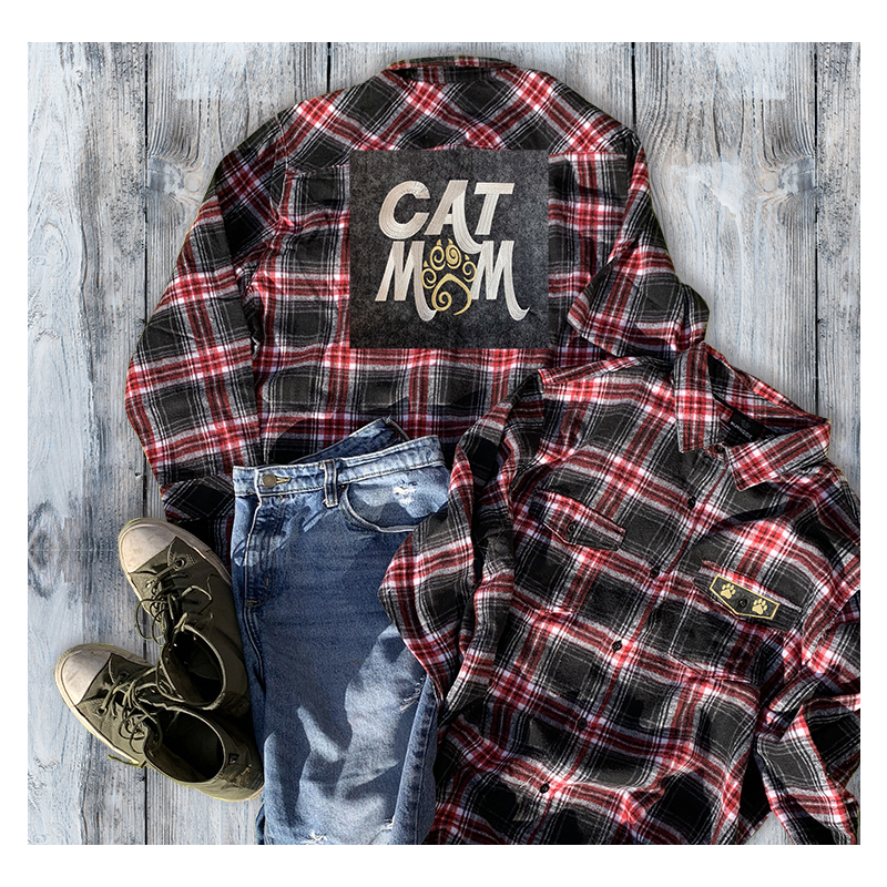 Cat Mom Flannel Shirt by Cyndi Jensen