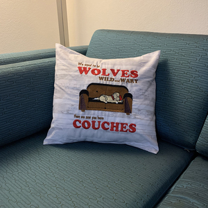 Embroidered Pillow - Wolves & Couches by Cyndi Jensen