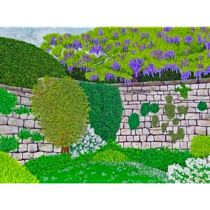 Garden Wall, La Foce Gardens, Italy 12 x 9 by Jim Young