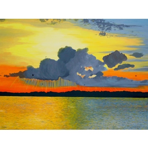 Sunset on Lake Kegonsa 24 x 18 by Jim Young
