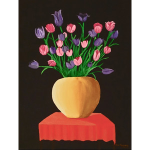 Tulips in Ochre Vase 12 x 9 by Jim Young