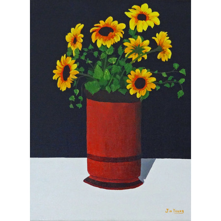 Medium sunflowers in tall vase