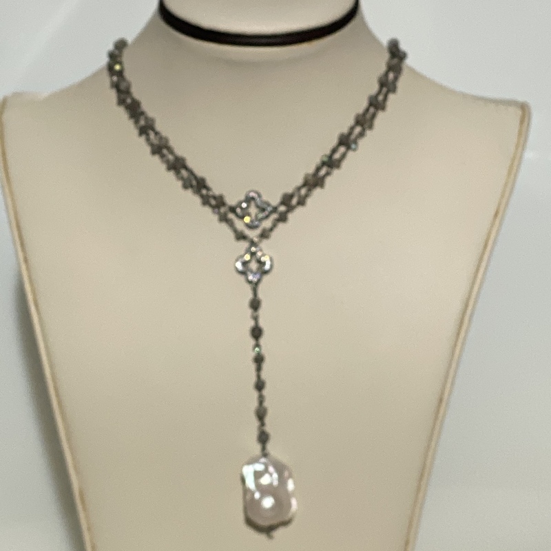 Double mystic Labradorite Y Necklace  by Barbara  Weinreb