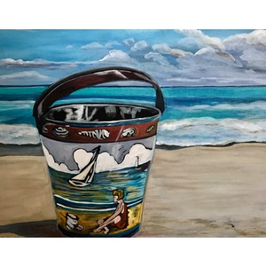 Beach Time With Grandma- Limited Edition Reproduction on Canvas by Toril Fisher