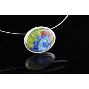 Abstract Oval Cloisonne Pendant by Tonya Butcher