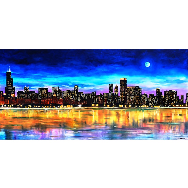 My kind of Town 40x16  Stretched canvas by Thelma Fanstone Haffner
