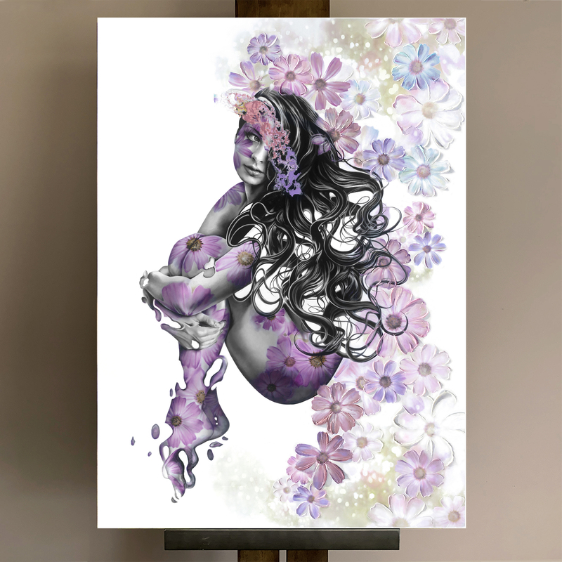 Blooming 50"x36" Embellished canvas print, limited edition by Karina Llergo