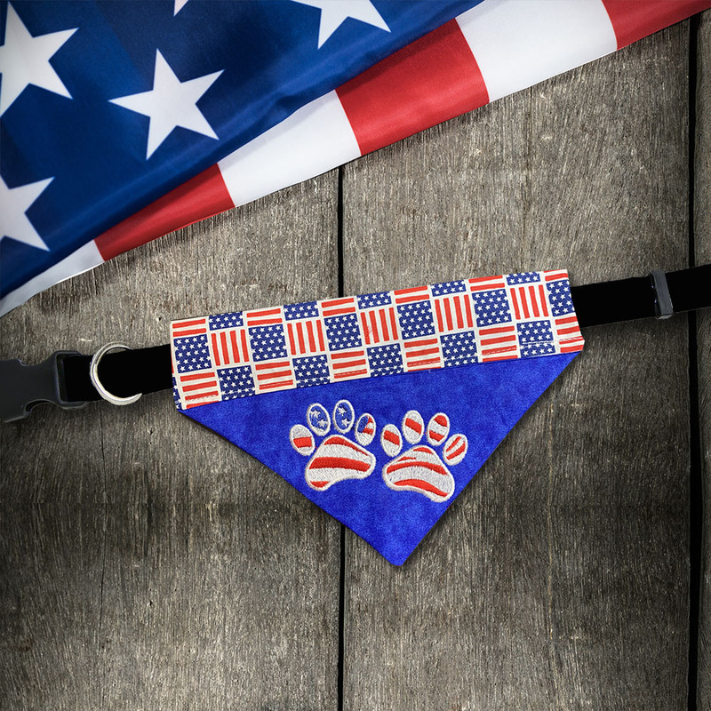 Dog Bandana - US Flag Paws by Cyndi Jensen