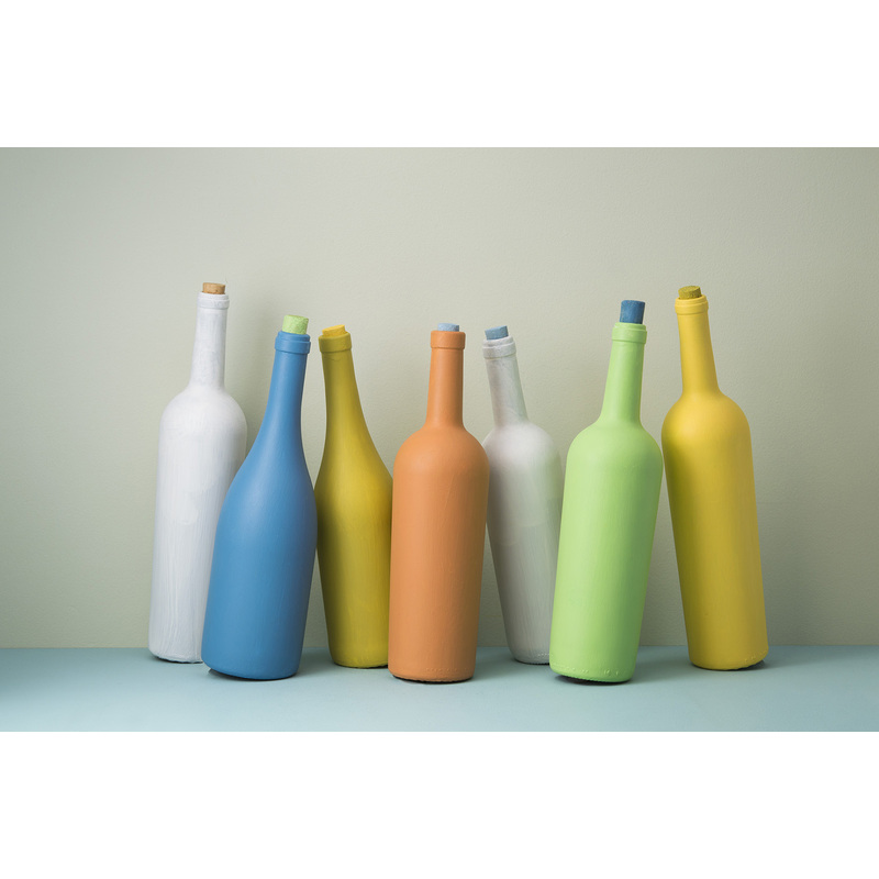 10.75" x 16.5"  Colored Wine Bottles by Jack Kraig