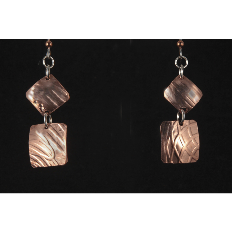 Silver / Copper mix earrings by Barbara Murnan