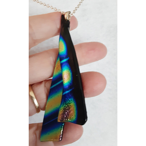 Bellflower's Fairy Wing Fused Glass Necklace by Kat Huddleston
