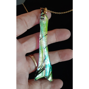 Sunbeam's Fairy Wing Fused Glass Necklace by Kat Huddleston
