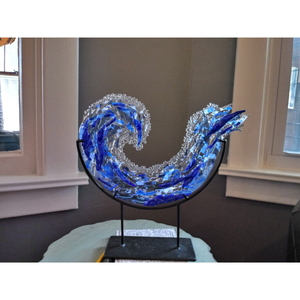 Wave - Fused Glass Table Sculpture by Kat Huddleston