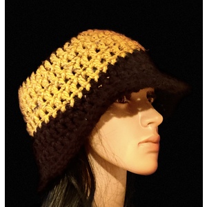 Women’s two tone, floppy brim cloche hat. by Sherri Gold