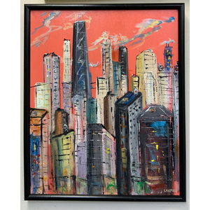 Chicago! 16" X 20" framed original painting by Bob Leopold