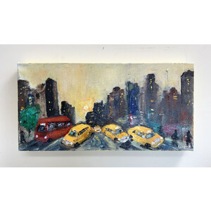 Rush Hour 10"X20" Original Painting - Free Shipping by Bob Leopold