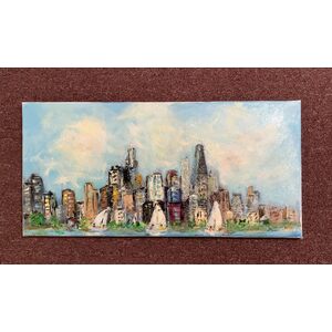 Chicago with Sailboats - 24"x12" - FREE SHIPPING by Bob Leopold