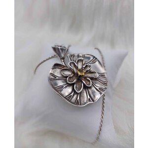 LOTUS BLOOM Handmade Fine Art Sterling Silver Necklace  by Natalia Chebotar