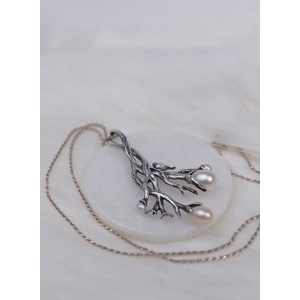 PRIMAVERA Fine Art Sterling Silver Pendant, Bird on a Tree Branch, Bird on Branch Pendant  by Natalia Chebotar