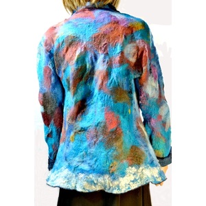 Nuno Felted Silk Wool Woman Coat Handmade Jacket by Maria Berghauer