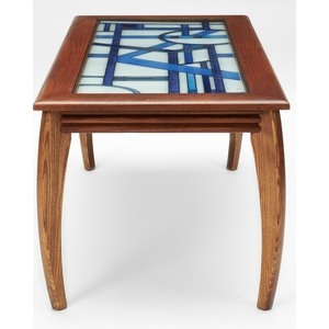Art Deco Blue and White Brown Coffee Table by Kevin Edgar