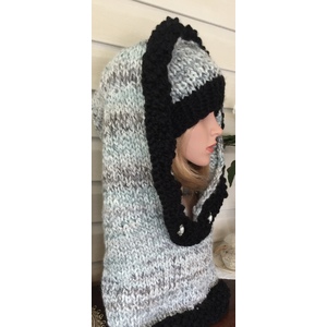 Women’s two piece set hooded cowl and matching beanie  by Sherri Gold