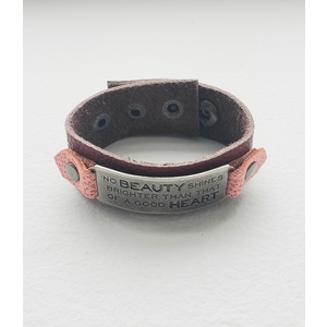 Inspirational quote wide leather bracelet by Maria Belokurova 