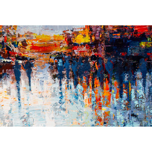 ArtZipper! Paintings: Acrylic, Chicago Sunset, IL 48x60 by Leon Ruiz