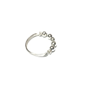 Ring Adjustable Silver Wire with Silver Balls by Laura Nigro