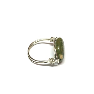 Wire Wrapped Ring Silver with Oval Stone by Laura Nigro